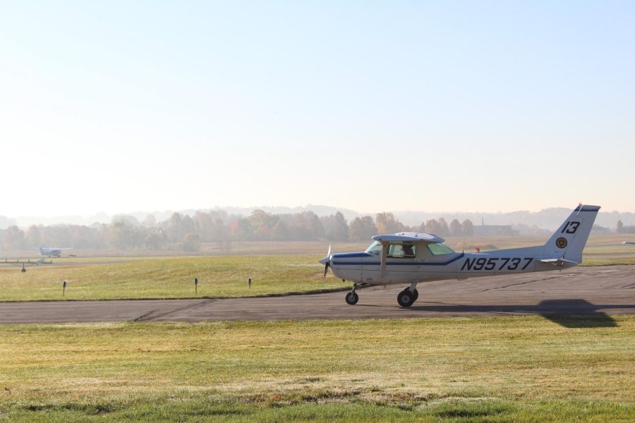 One of Kent States aircrafts sits on the tarmac at the Kent State University airport. Kent has the largest university fleet of aircraft in Ohio, according to Kent States website. October 2019.