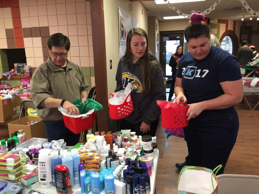 Students work on filling their baskets for the Peace Basket Project in 2018. 