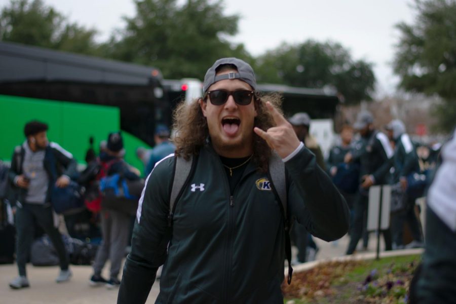 Junior tight end Adam Dulka arrives at the Westin Stonebriar Hotel & Golf Club in Frisco,Texas. He has six catches for 45 yards and a touchdown this season. 