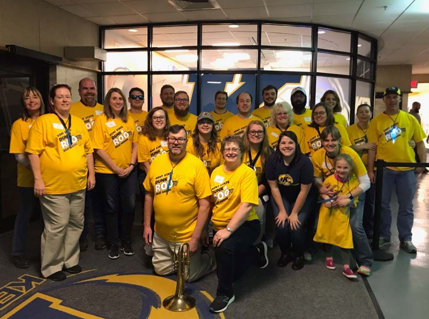 Members of the Kent Alumni band were able to join current members in cheering on the men’s basketball team in their game against Akron on Jan. 31. Courtesy of the McDonnell family.