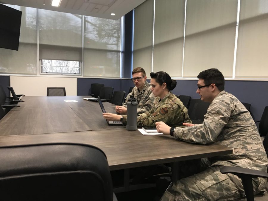 ROTC members gather in the conference room to discuss plans for events, finances and what is going on on Jan. 30, 2020. 