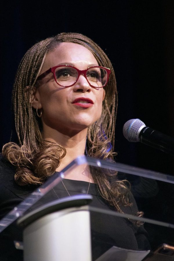 Keynote+speaker+Melissa+Harris-Perry+speaks+during+the+annual+Martin+Luther+King+Jr.+celebration+at+Kent+State+on+Jan.+24%2C+2020.+Harris-Perry+talked+about+the+need+for+change+in+the+world.%C2%A0