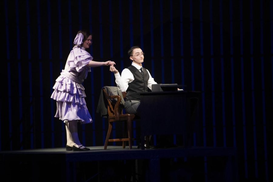 Taylor Rae Fox as Mary Phagan and Matthew Hommel as Leo Frank in the musical, Parade on Feb. 21 in the Center for Performing Arts. The musical revolved around a rape case and the lynching of a Jewish man.