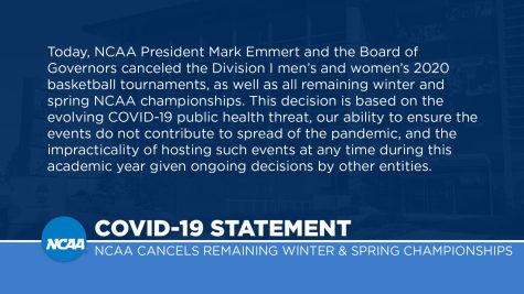 Thursday afternoon the NCAA released the statement above, which says it will cancel the NCAA Tournament and all winter and spring championships due to COVID-19 (coronavirus).