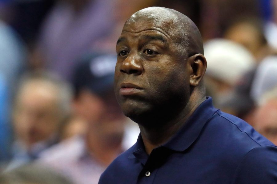 Magic+Johnson+attends+a+game+between+the+Kentucky+Wildcats+and+the+UCLA+Bruins+in+2017.