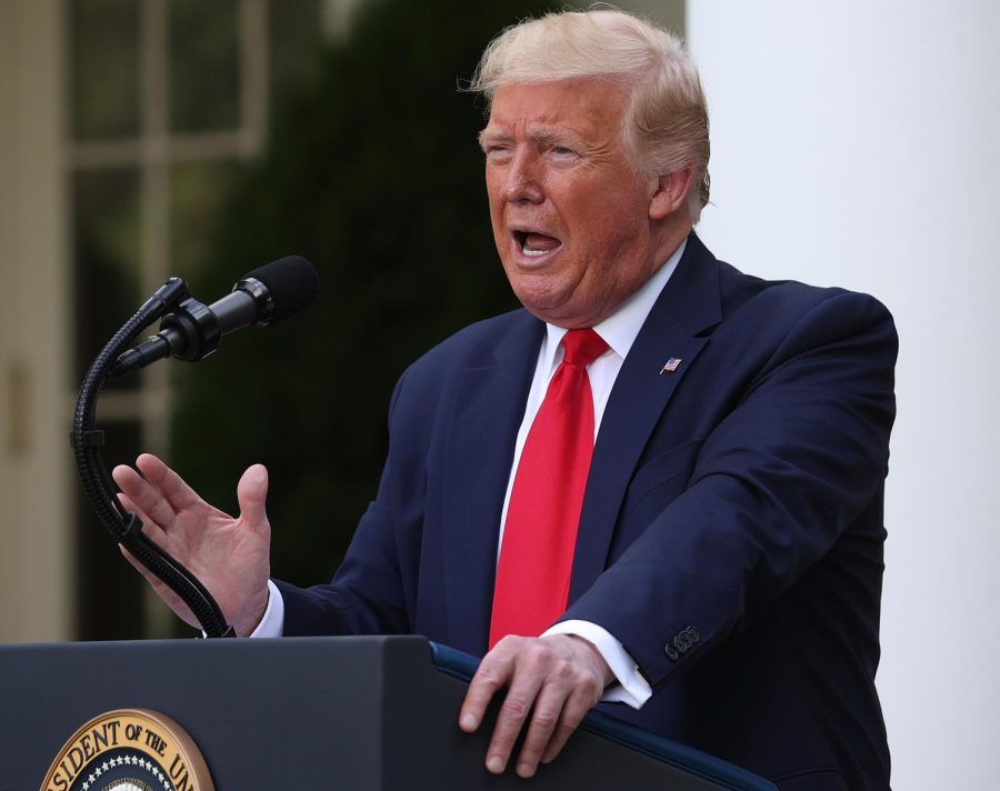 U.S. President Donald Trump, seen here during a briefing at the White House on May 26, 2020 in Washington, DC, is set to announce an executive order against social media companies on Thursday.