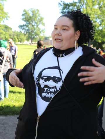 Megan Fenn, one of the organizers of a rally at Akron’s Hardesty Park. The event was intended to raise awareness about police brutality in response to George Floyd’s death at the hands of Minneapolis police.