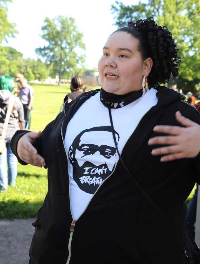 Megan+Fenn%2C+one+of+the+organizers+of+a+rally+at+Akron%E2%80%99s+Hardesty+Park.+The+event+was+intended+to+raise+awareness+about+police+brutality+in+response+to+George+Floyd%E2%80%99s+death+at+the+hands+of+Minneapolis+police.