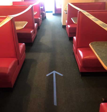 Evergreen now has separate enter and exit points with arrows on the ground directing where to go, and customers are asked to stay six feet from each other when waiting in line.