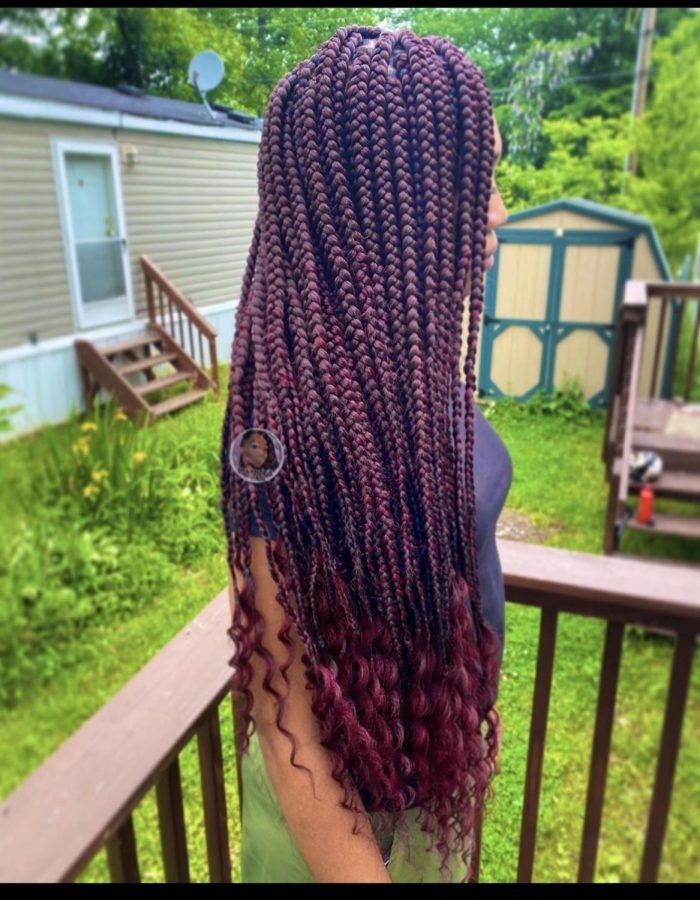 Goddess box braids on a client by Shawnize Burns. Courtesy of @shawnzyb.hair on Instagram. 