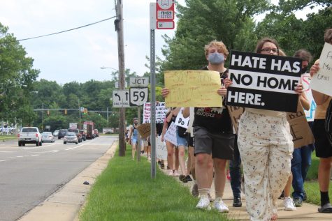 Protesters return from the church on the same route back to Stow City Hall. The demonstration dispersed at 4:00 p.m. and was peaceful the entire afternoon.