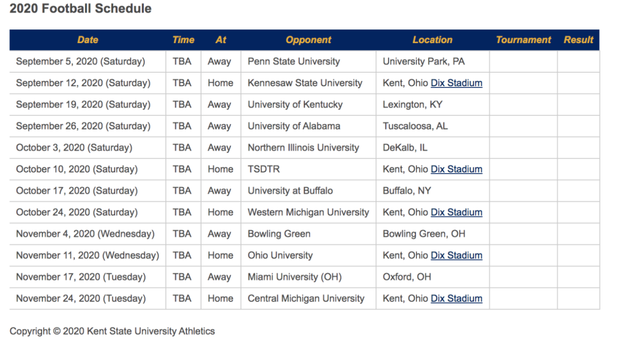 The+Kent+State+football+schedule.+The+first+game+is+Sep.+5+at+Penn+State+University.+Photo+courtesy+of+Kent+State+Athletics.%C2%A0