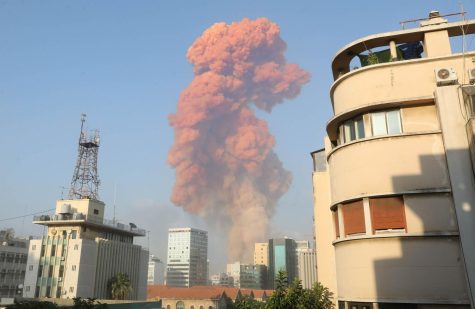 A red cloud hangs over Beirut in the wake of an explosion at the port. The source of the explosion was a major fire at a warehouse for firecrackers near the port in Beirut, the state-run National News Agency reported.