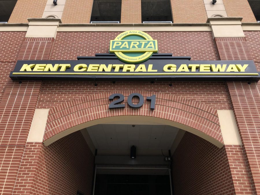 Entrance of the PARTA Kent Central Gateway in downtown Kent.