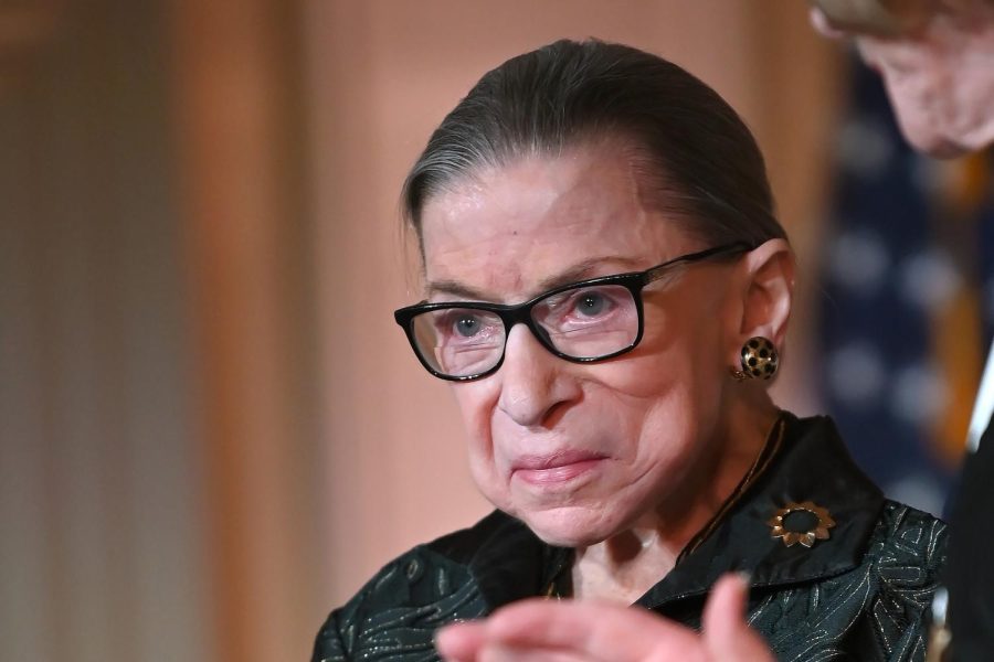 Supreme+Court+Justice+Ruth+Bader+Ginsburg+is+seen+as+she+presents+the+Justice+Ruth+Bader+Ginsburg+Inaugural+Woman+of+Leadership+Award+to+Agnes+Gund+at+The+Library+of+Congress+on+February+14%2C+2020+in+Washington%2C+DC.%C2%A0