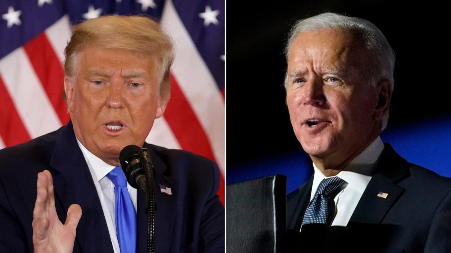 President+Trump+and+former+Vice+President+Biden+speak+to+their+supporters+ahead+of+the+2020+election.