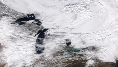 A view of the Great Lakes from NASA/NOAA-20 satellite on January 13, 2021.