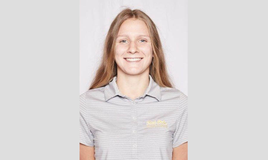 Emily Price is a junior in her first year at Kent State after transferring from the University of South Carolina. She tied for third place in her first appearance ever for Kent State. Feb. 15, 2021.
