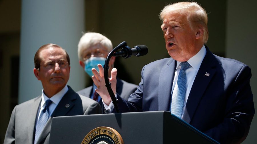 President Donald Trump speaks about the coronavirus in the Rose Garden of the White House, Friday, May 15, 2020, in Washington.