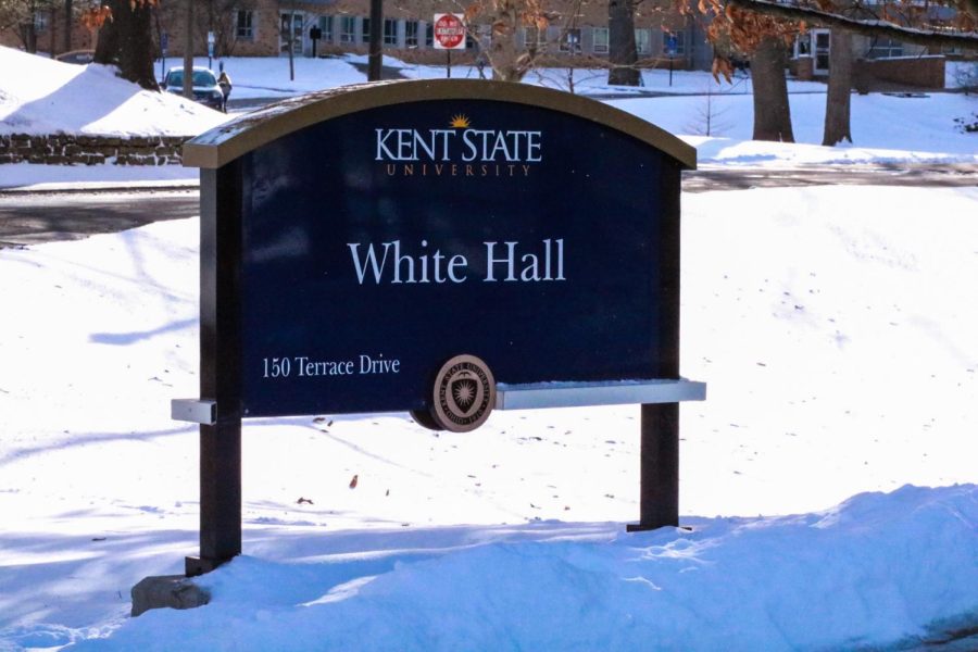 A sign outside of White Hall on Tuesday, Feb. 2. Photo by Morgan McGrath.