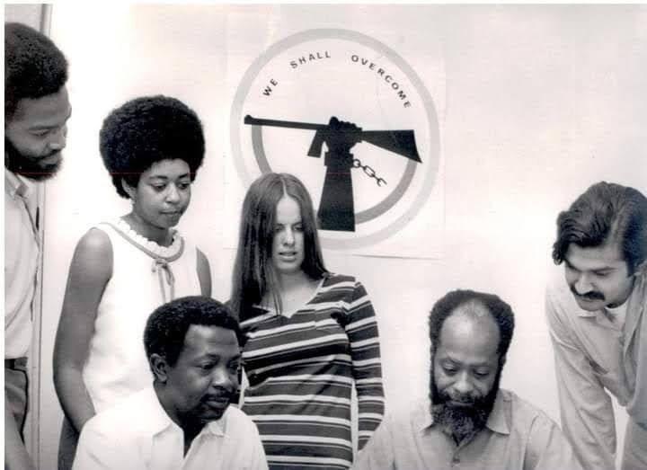 Edward Crosby with the Institute of African American Affairs staffers: Willie Robinson, Wylie Smith, III, Subash and two unidentified young women.