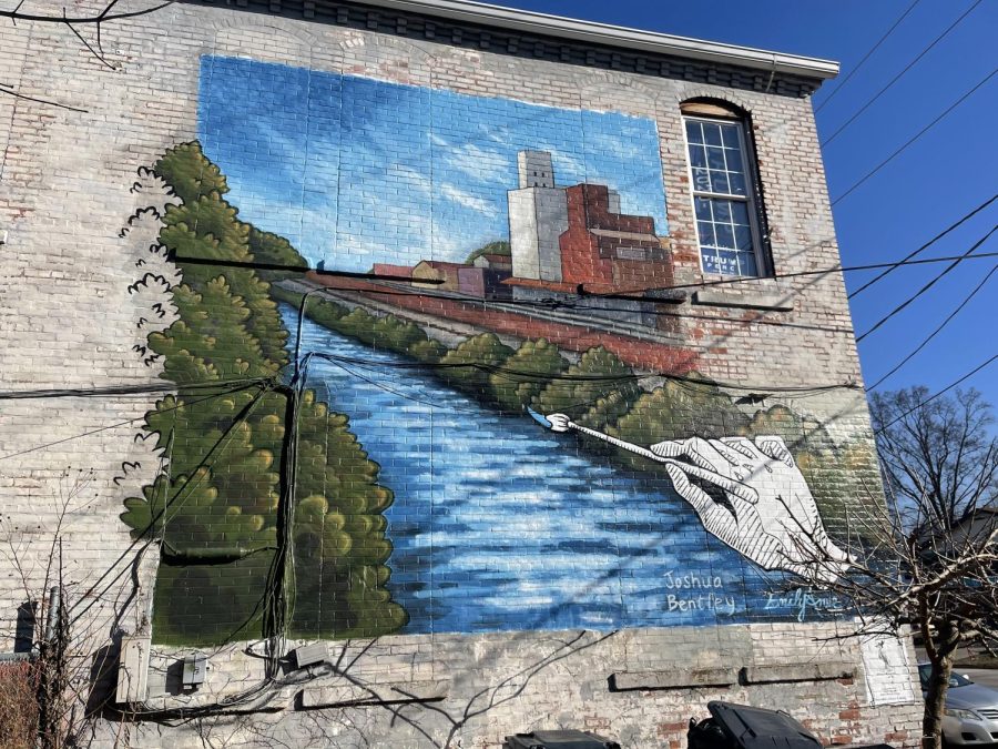 The Mill District mural by Emily Anne Buckingham and Joshua Bentley located at 300 N. Water St.