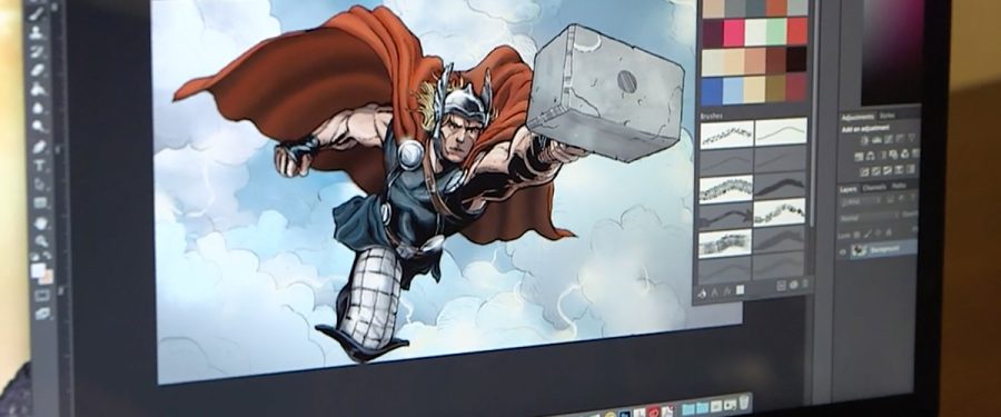 Image of Thor done by Chad Lewis that was featured at San Diego Comic-Con. 