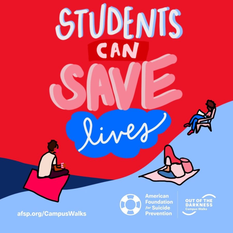 Poster for suicide prevention, reading, “Students can save lives.”