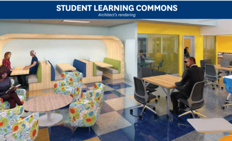 This is a rendered photo of the new proposed student learning commons area at the Kent State Geauga campus. 