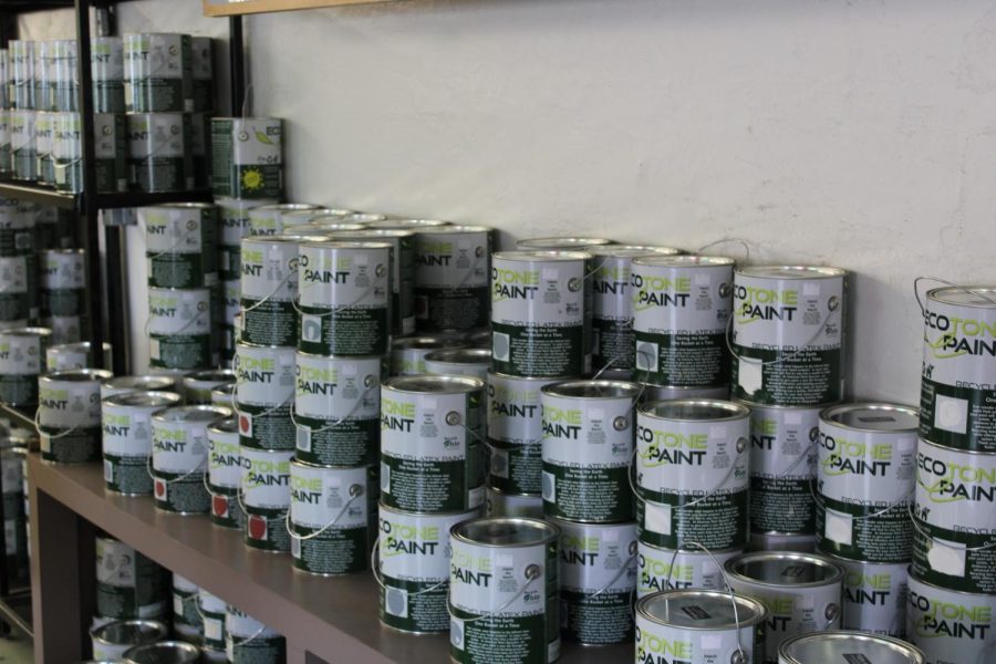 Stacks+of+unwanted+latex+paint%C2%A0donated+by+Portage+County+residents.