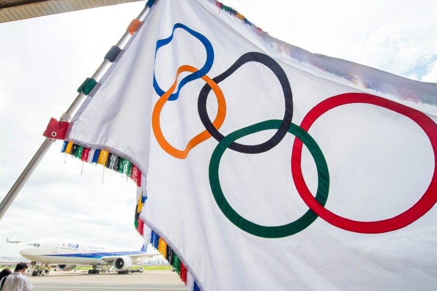 The Olympic flag arrives in the host city of Tokyo, Japan in early 2020. 