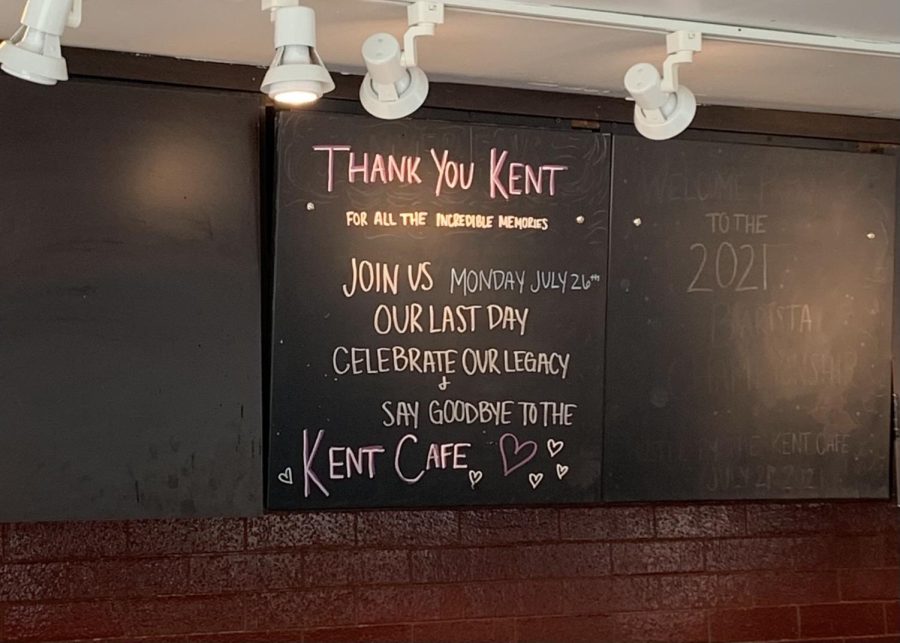 A sign posted inside of the Starbucks located on the corner of East Main Street and South Lincoln Street thanks Kent patrons for the incredible memories. The local Starbucks closed on July 26, 2021.