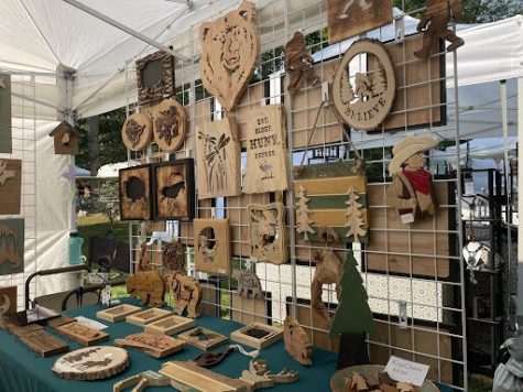 Vendor Karl Koppes spends his retirement crafting wood creations. He said Art in the Park is his favorite art event.