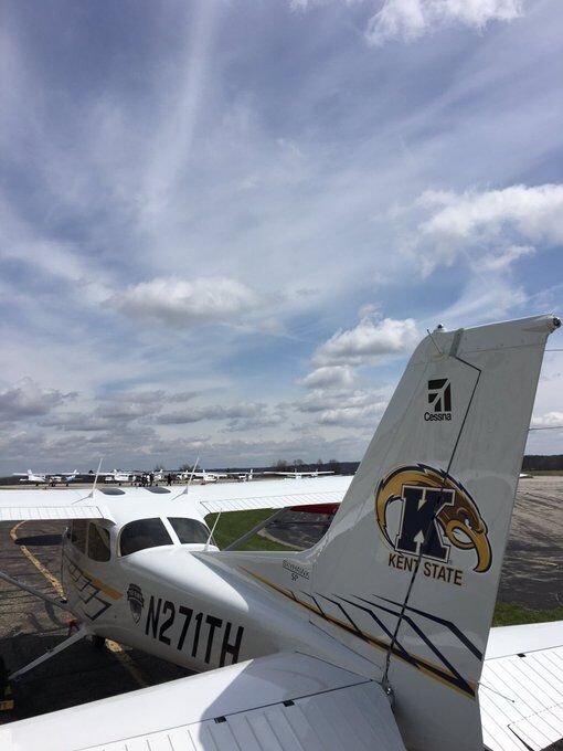 Nikki the Top Hawk Cessna aircraft at the Kent State airport.