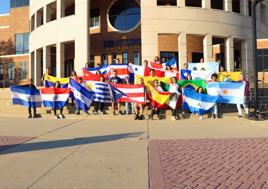 SALSA members take a group photo at the annual Flag Day meeting, representing the various countries of Latin America 