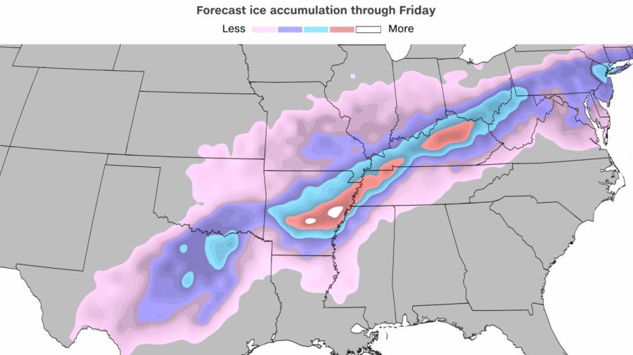 Models still arent agreeing on how much ice will setup with this winter storm, however, heres one possible scenario the American model is suggesting.