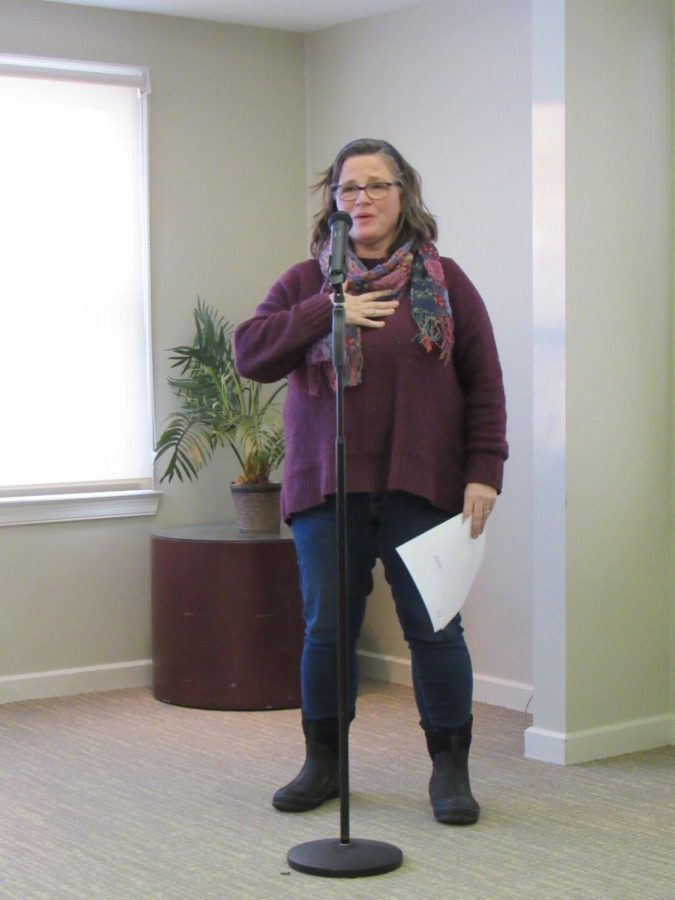 Cassandra Pegg-Kirby, director of the Womens Center, speaks at the Speaker on the Path: The Words and the Works of bell hooks event at the Williamson House on Tuesday, Jan. 25, 2022.