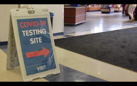 The Visit Healthcare testing center at Eastway was one of several walkup COVID-19 testing centers on campus. Feb. 4, 2022. (The Kent Stater Files)