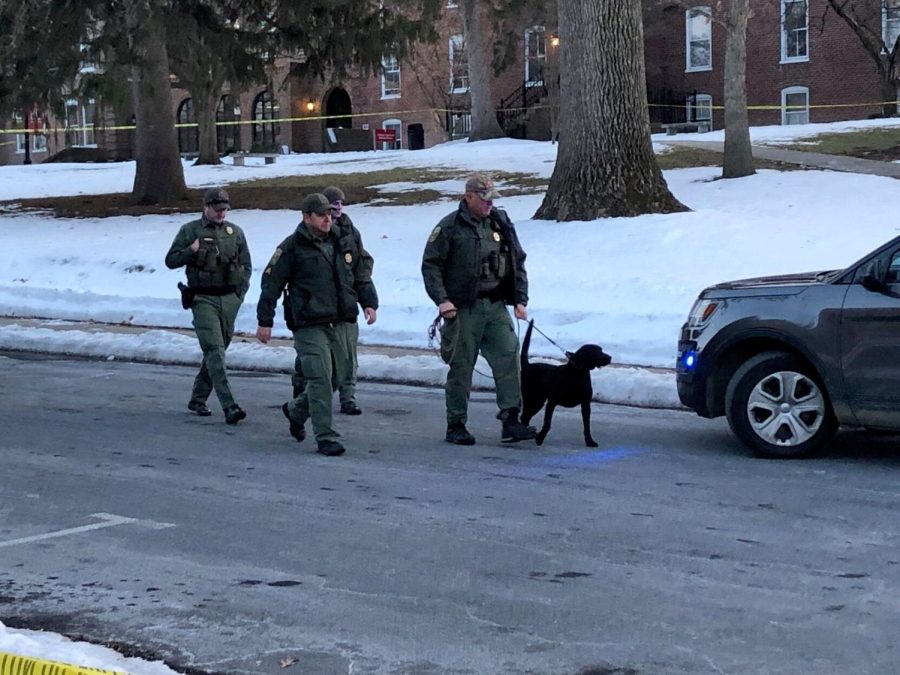 Canine units outside of Bridgewater College on Feb. 1. CREDIT: Patrick Hite/The News Leader / USA TODAY NETWORK