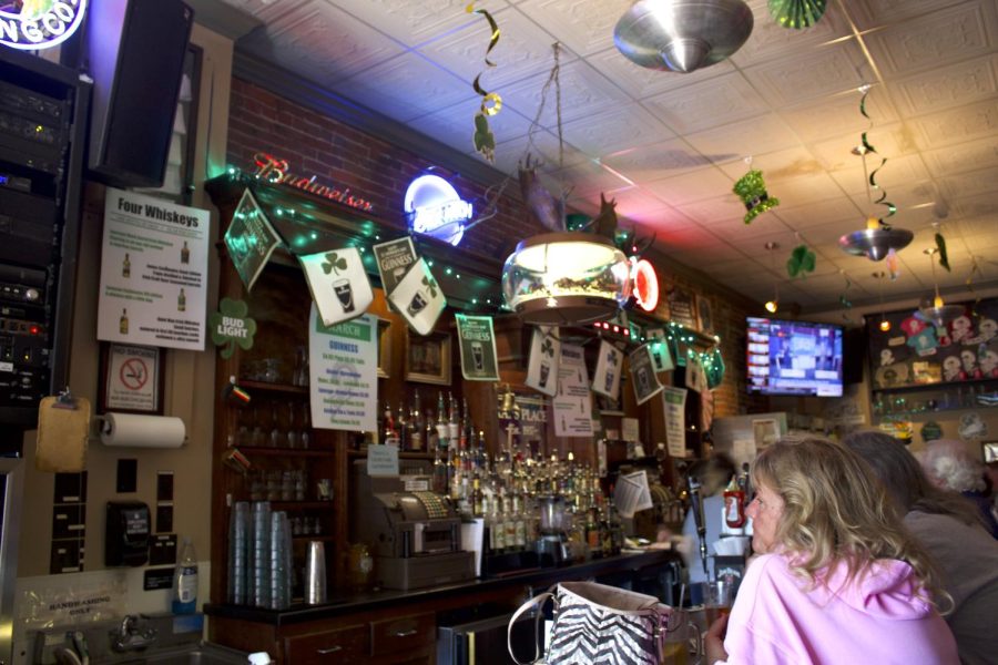 Rays Place restaurant on 135 Franklin Ave. Pictured is the inside and the St. Pattys decor above the bar.