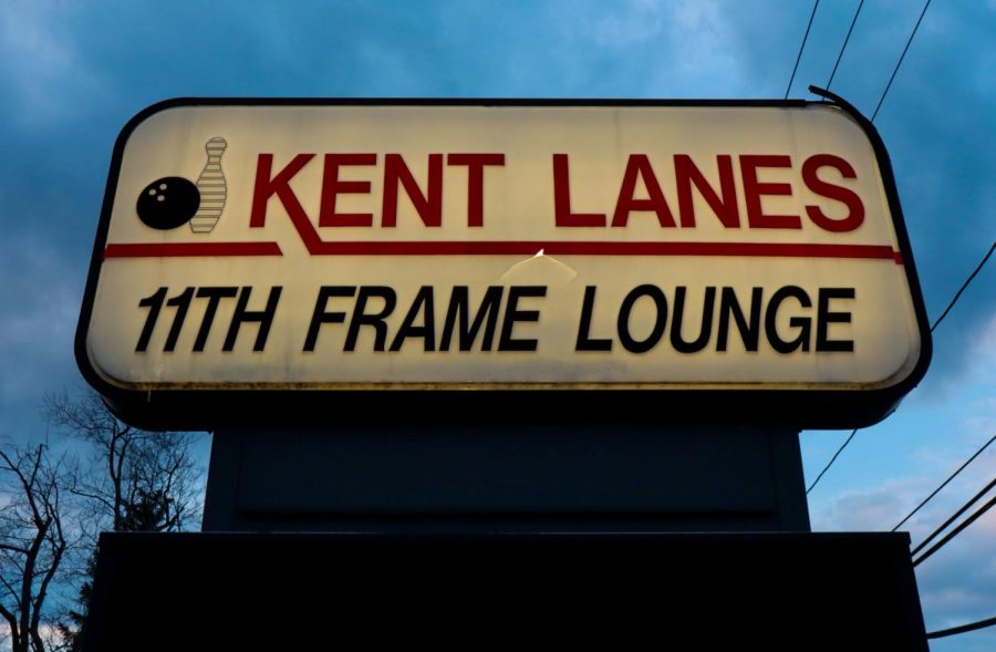 The sign outside of Kent Lanes, a popular bowling spot for the under 21 crowd.