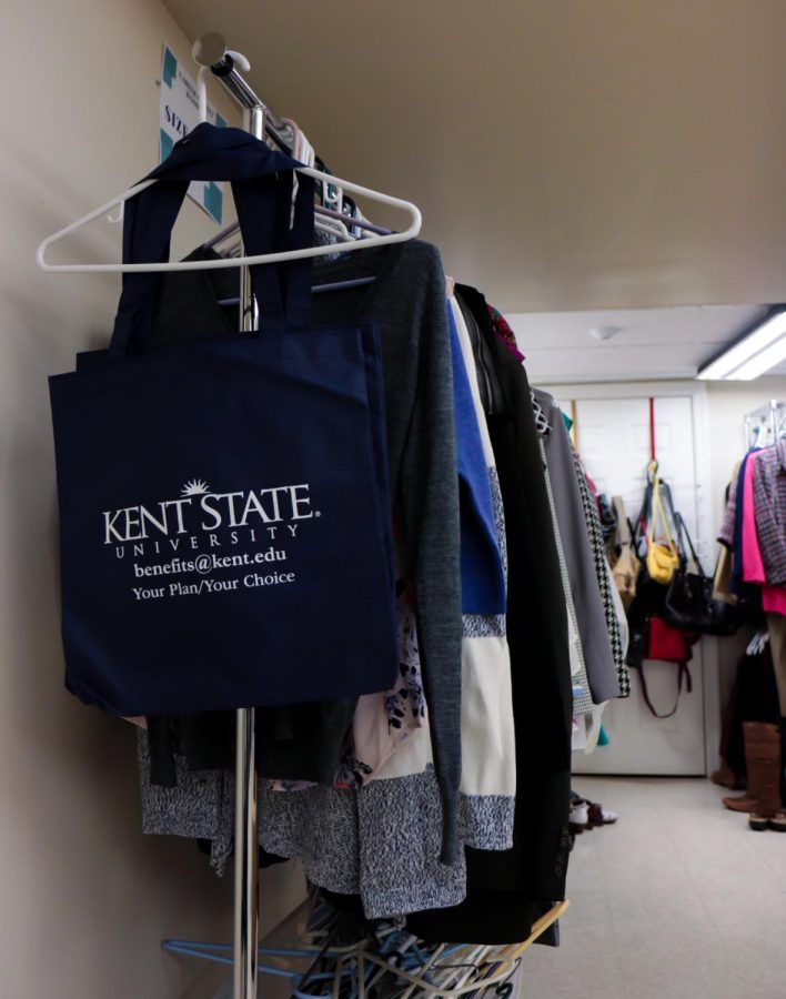 The career closet in the womens center at Kent State University.