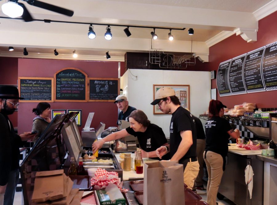 Carl+Picelle%2C+his+wife+and+staff+work+hard+making+their+sandwiches+for+customers+during+a+lunch+rush+at+their+downtown+Kent+business%2C+Franklin+Square+deli.