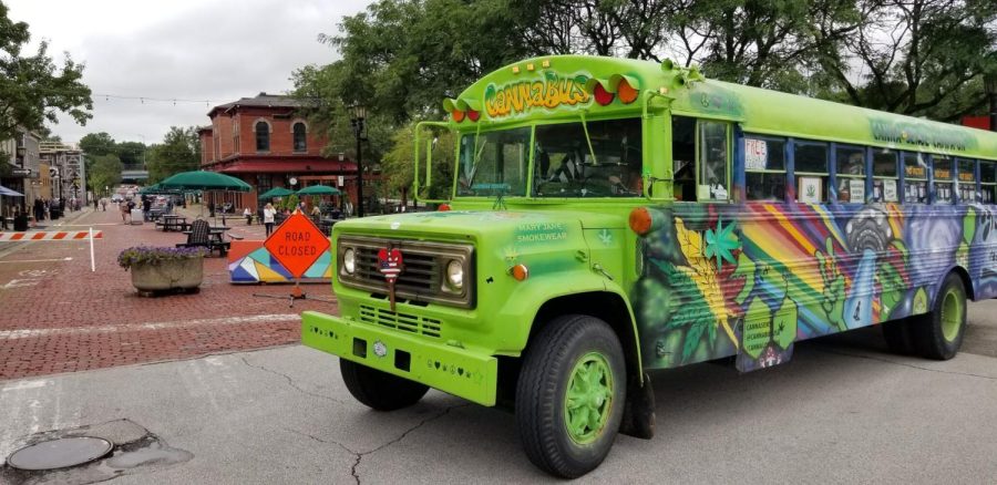 Sensible Kent’s “Cannabus” in downtown Kent for the Kent Blues Fest on Sat. July 17, 2021.