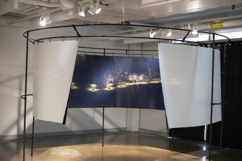 The 28.5-foot-long and 44-inch-tall panoramic image, The Seeing Machine as 400,918,794 Points — the View from the Ingham County Youth Detention Center, Lansing, Michigan, is on display until April 22. 
