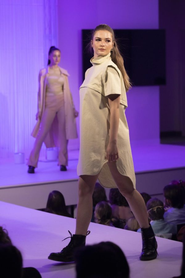 A Kent State student models for Lexi Malicks collection during the annual fashion show on April 28, 2022.