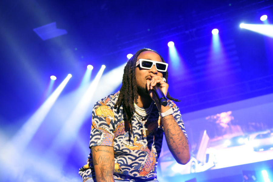 Quavo, the co-founder of hip-hop trio Migos, performs at FlashFest on Thursday, April 14, 2022. Members of Undergraduate Student Government worked quickly to get Quavo to perform after original headlining artist Blackbear, pulled out of the show Tuesday due to COVID-19 exposure.  