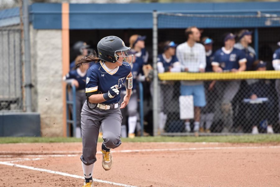 Kent State senior Brooklyn Whitt breaks for first base during the game on April 30, 2022.