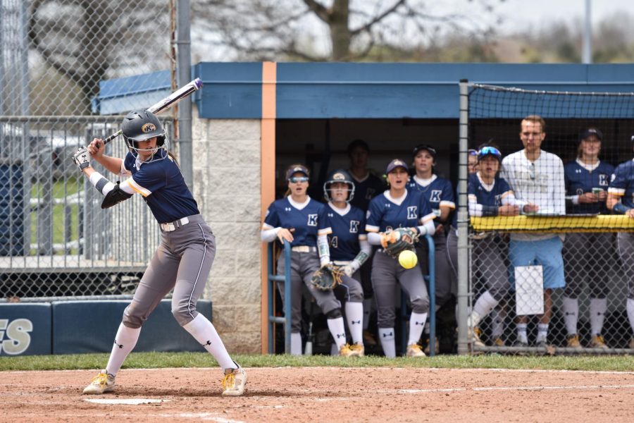 Kent State fifth-year Madyson Cole batts during the doubleheader on April 30, 2022.