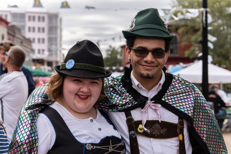 Madalynn Herhold and Jagger Smith dress up in German attire for Oktoberfest. Herold and Smith are a part of the German Family Society Dancing Group.